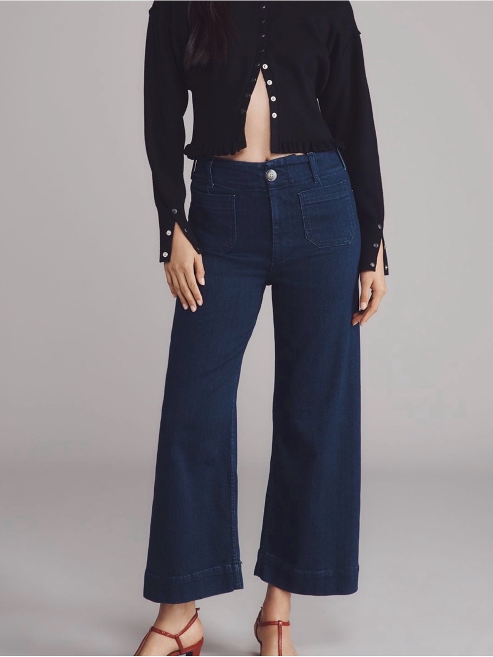 Maeve Collete Jeans - Wide Leg High-Rise Jeans in Dark Indigo